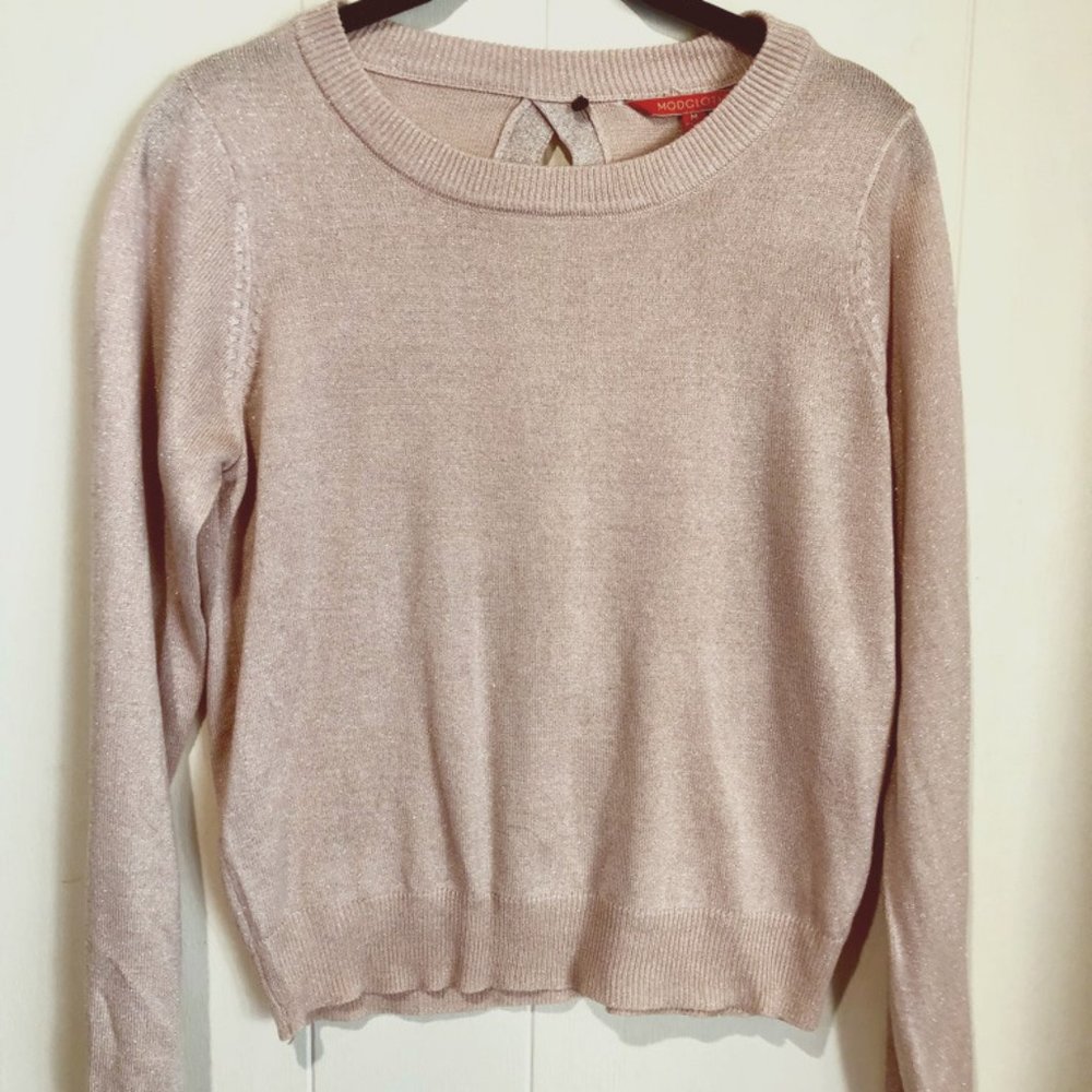 Modcloth shimmery metallic sweater with cutout